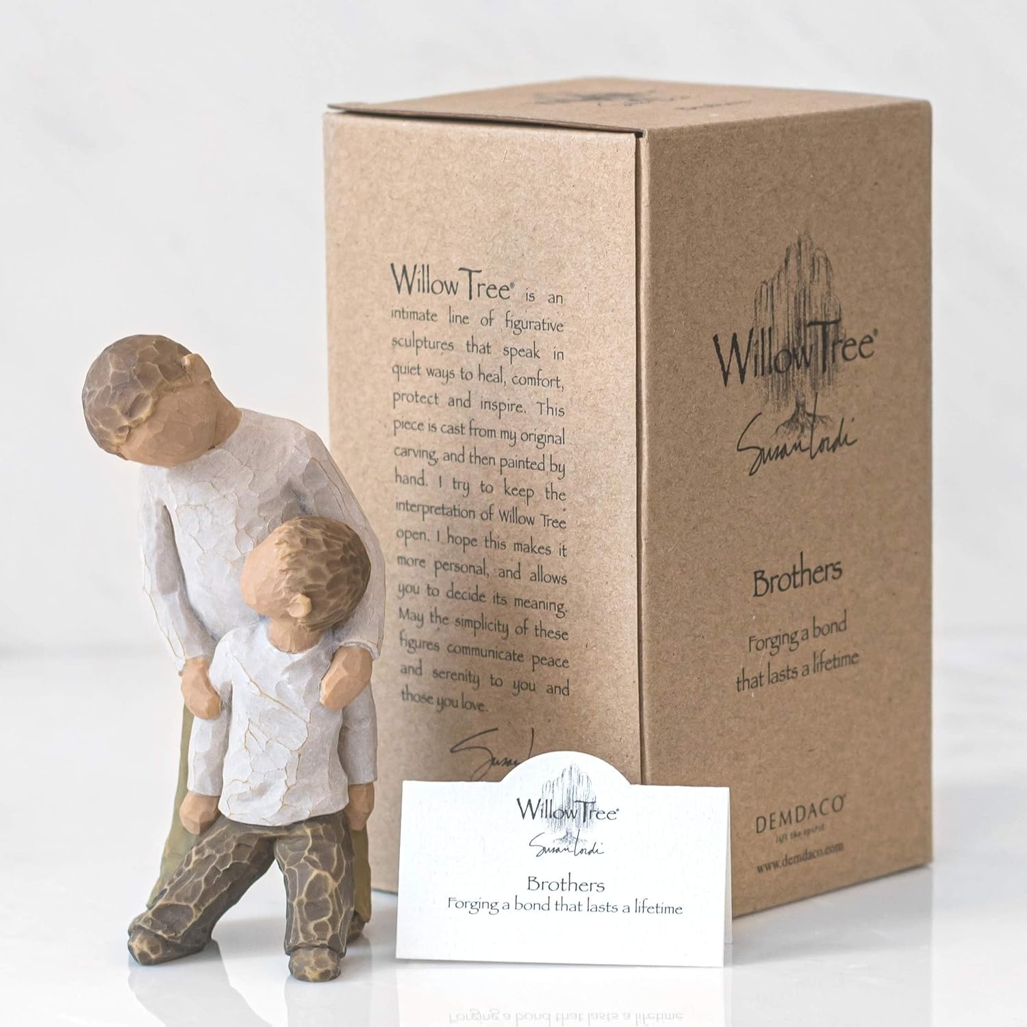 image:imageWillow Tree Brothers Forging a Bond That Lasts a Lifetime Two Boys Leaning Against Each Other Figure Reflects Family Relationships and Best Friends Sculpted HandPainted Figure Cast from a Susan Lordi Original Carving Celebrates Close Bonds Meaningful Relationships Thoughtful Keepsake Gift IdeaBrothers