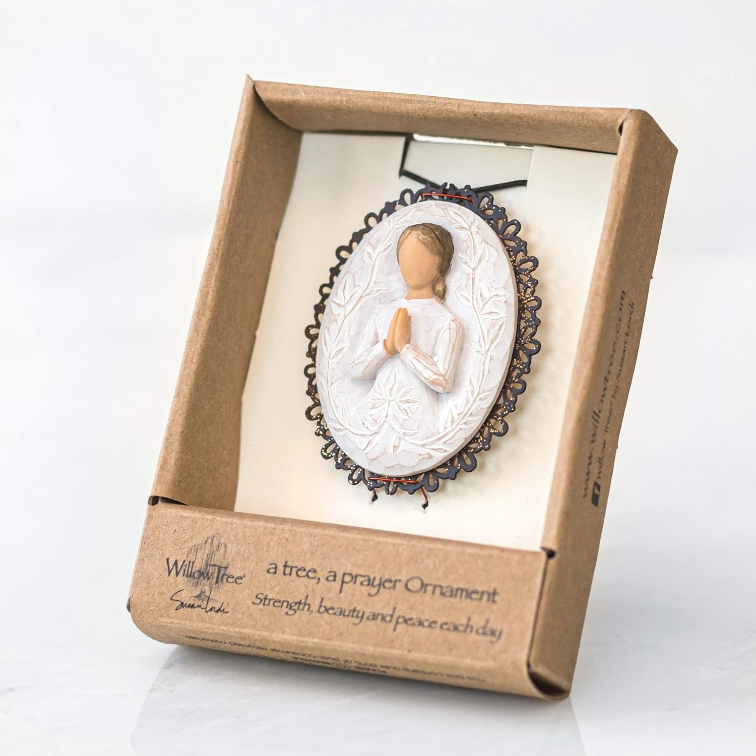 image:imageWillow Tree Remembrance MetalEdged Ornament HandPainted Bas Relief BasRelief Figure Holding Rosemary Rust Filigree Edge Cast from a Susan Lordi Original Carving Ready to Hanga tree a prayer
