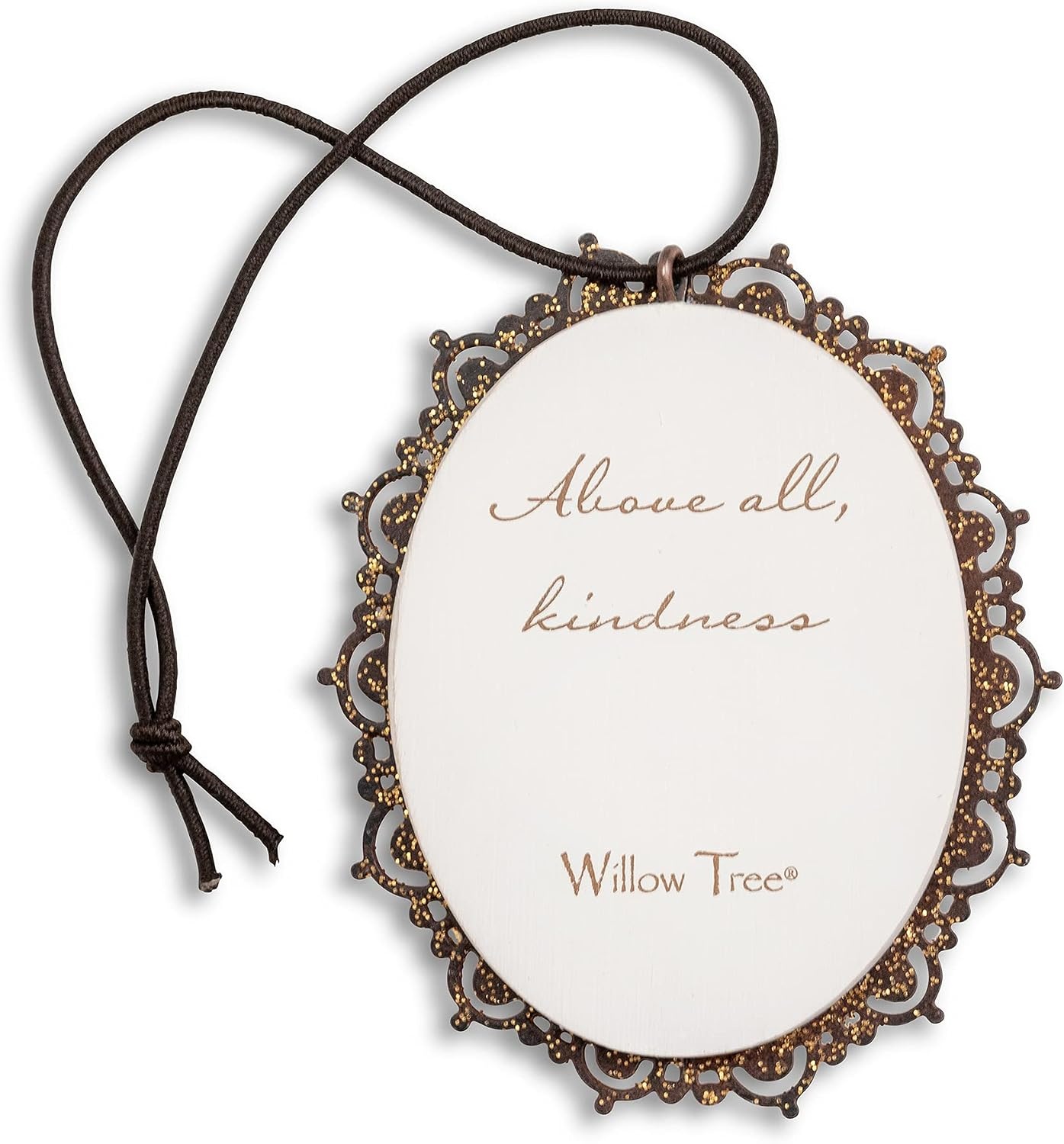 image:imageWillow Tree Remembrance MetalEdged Ornament HandPainted Bas Relief BasRelief Figure Holding Rosemary Rust Filigree Edge Cast from a Susan Lordi Original Carving Ready to HangKindness boy