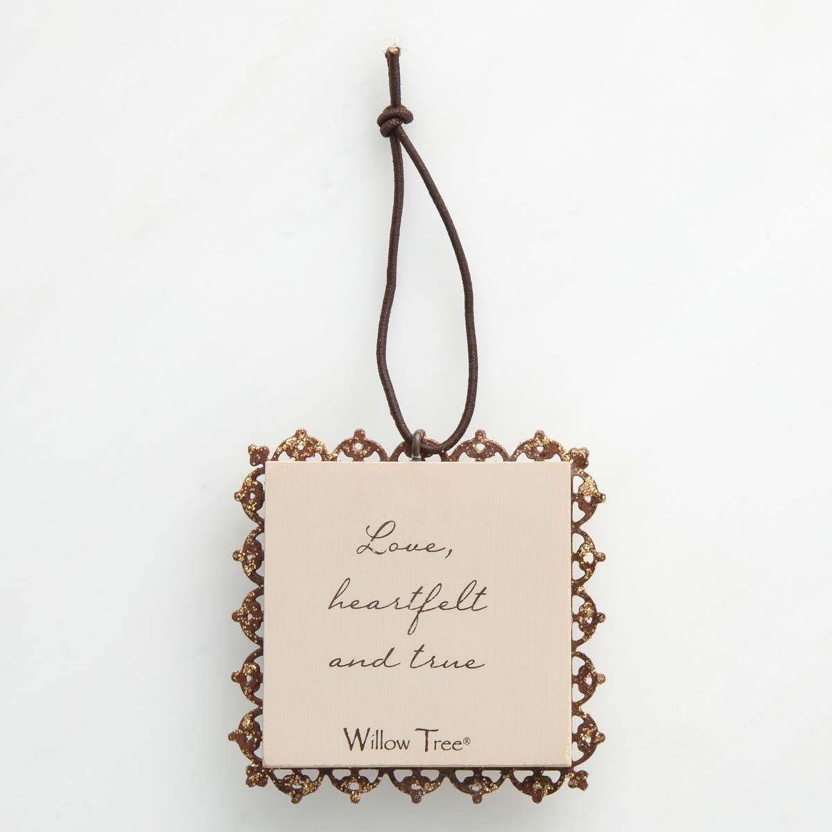 image:imageWillow Tree Remembrance MetalEdged Ornament HandPainted Bas Relief BasRelief Figure Holding Rosemary Rust Filigree Edge Cast from a Susan Lordi Original Carving Ready to HangFrom the Heart