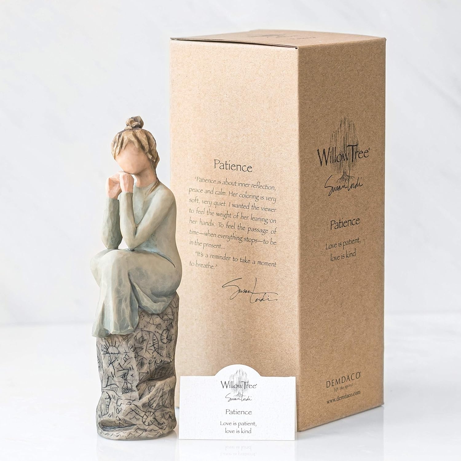 image:imageWillow Tree Tapestry Sculpted HandPainted Figure with Gold Leaf Cast from a Susan Lordi Original Carving Gift Offering Comfort Peace Support and Inner Strength Includes Enclosure CardPatience