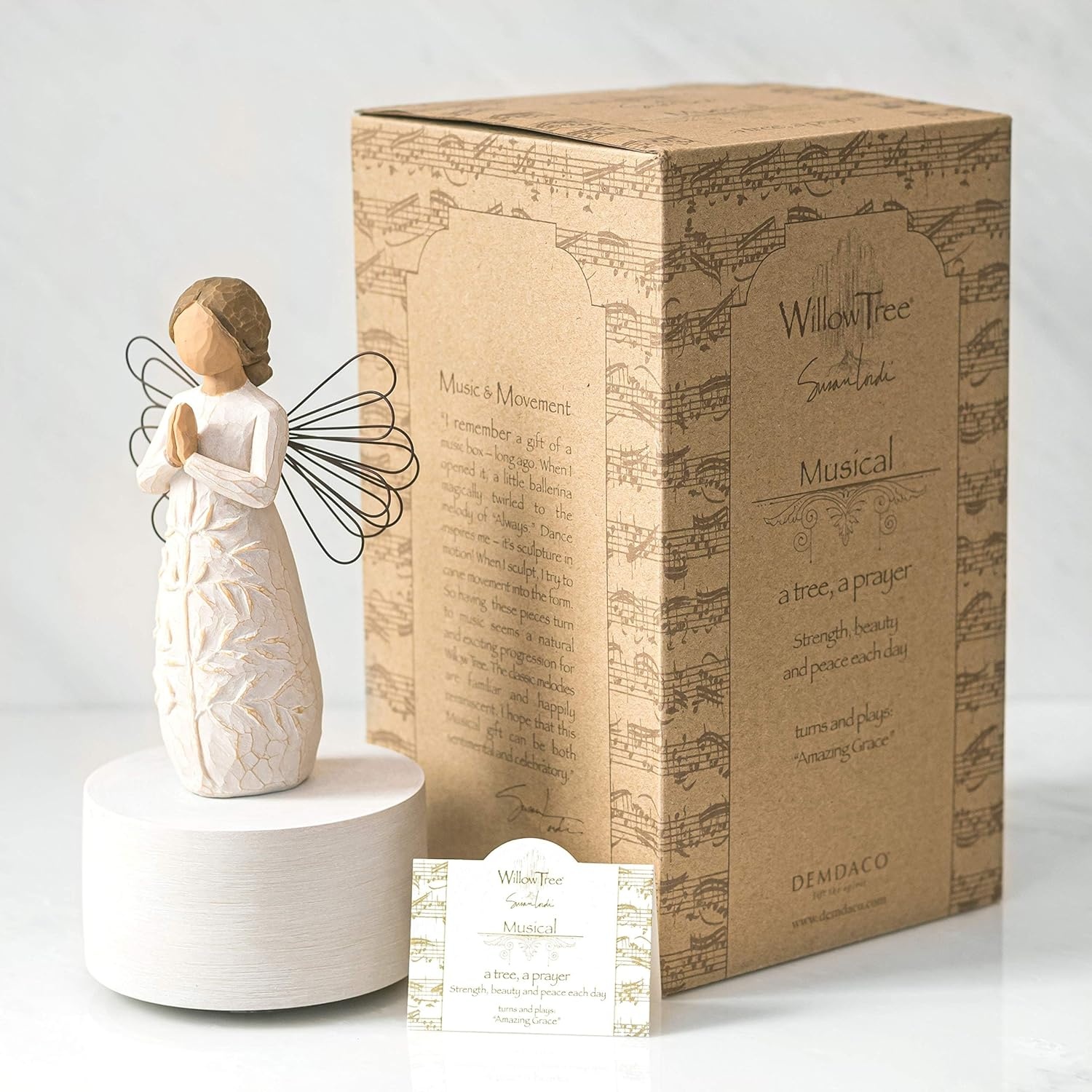 image:imageWillow Tree a Tree a Prayer Musical Plays Amazing Grace Gift for Baptism First Communion or Confirmation an Expression of Comfort Hope and Healing Sculpted HandPainted Rotating Musical Figure Plays a Melody Designed by Artist Susan Lordi Sentiment on Enclosure Card Ready to Display on Shelf or Table