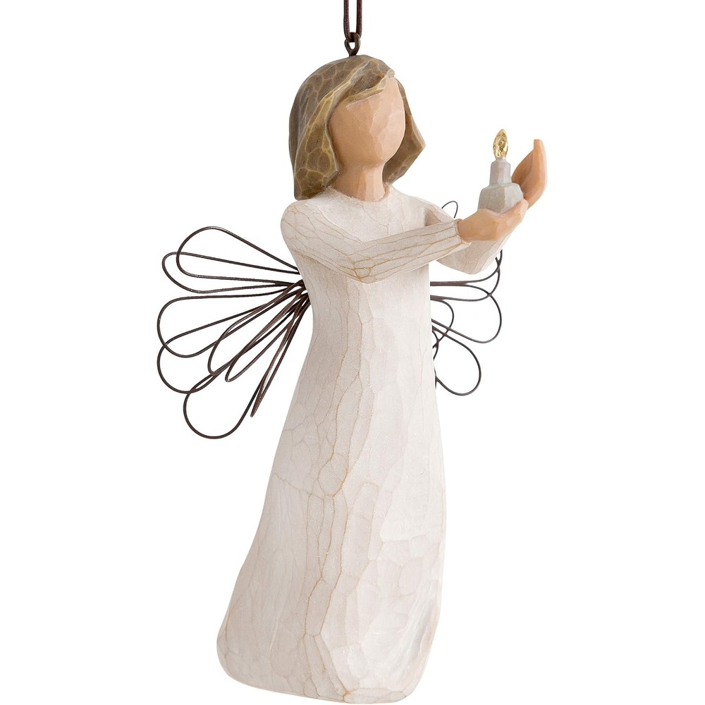 image:imageWillow Tree Angel of Hope Sculpted HandPainted Hanging Ornament Angel Holding a GoldFlamed Candle Cream Dress and Wire Wings Gift of Hope Cast from a Susan Lordi Original Carving