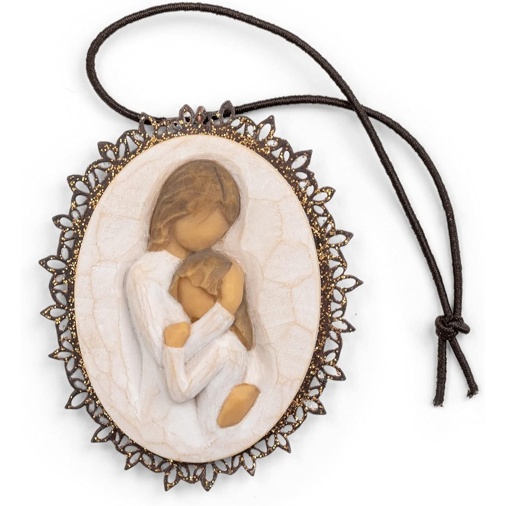 image:imageWillow Tree Remembrance MetalEdged Ornament HandPainted Bas Relief BasRelief Figure Holding Rosemary Rust Filigree Edge Cast from a Susan Lordi Original Carving Ready to HangClose to Me