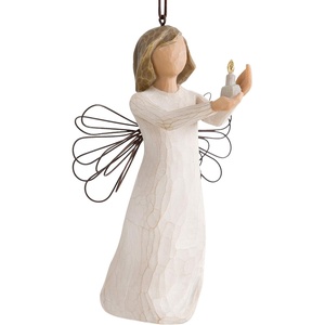 Willow Tree Angel of Hope, Sculpted Hand-Painted Hanging Ornament | Angel Holding a Gold-Flamed Candle, Cream Dress and Wire Wings, Gift of Hope, Cast from a Susan Lordi Original Carving