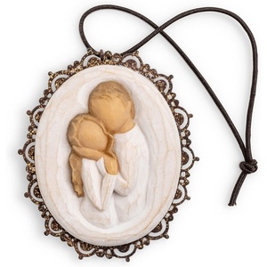 Willow Tree Heart of Gold Metal-Edged Ornament, Sculpted Hand-Painted Bas Relief | Sentimental Keepsake Gift for Loved Ones, Cast from a Susan Lordi Original Carving, Cast Resin, Ready to Hang(Embrace Metal-Edged)