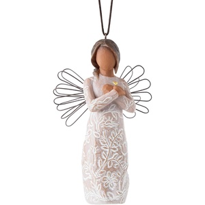 Willow Tree Remembrance (Darker Skin), Sculpted Hand-Painted Ornament | Angel in Cream Dress With Wire Wings, Sympathy Comfort and Healing Gift, Cast from a Susan Lordi Original Carving(Soft Cream)