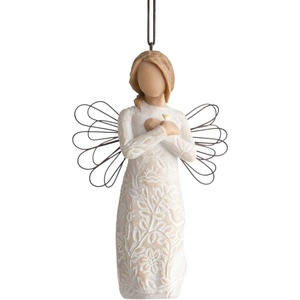 Willow Tree Remembrance (Darker Skin), Sculpted Hand-Painted Ornament | Angel in Cream Dress With Wire Wings, Sympathy Comfort and Healing Gift, Cast from a Susan Lordi Original Carving(Lighter Skin)