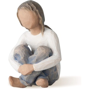 Willow Tree Thoughtful Child (Darker Skin Tone & Hair Color), Sculpted Hand-Painted Figure | Celebrates a Child’s Spirit, Family Grouping Keepsake, Cast from a Susan Lordi Original Carving, Includes Enclosure Card(Darker Skin Tones & Hair Color)