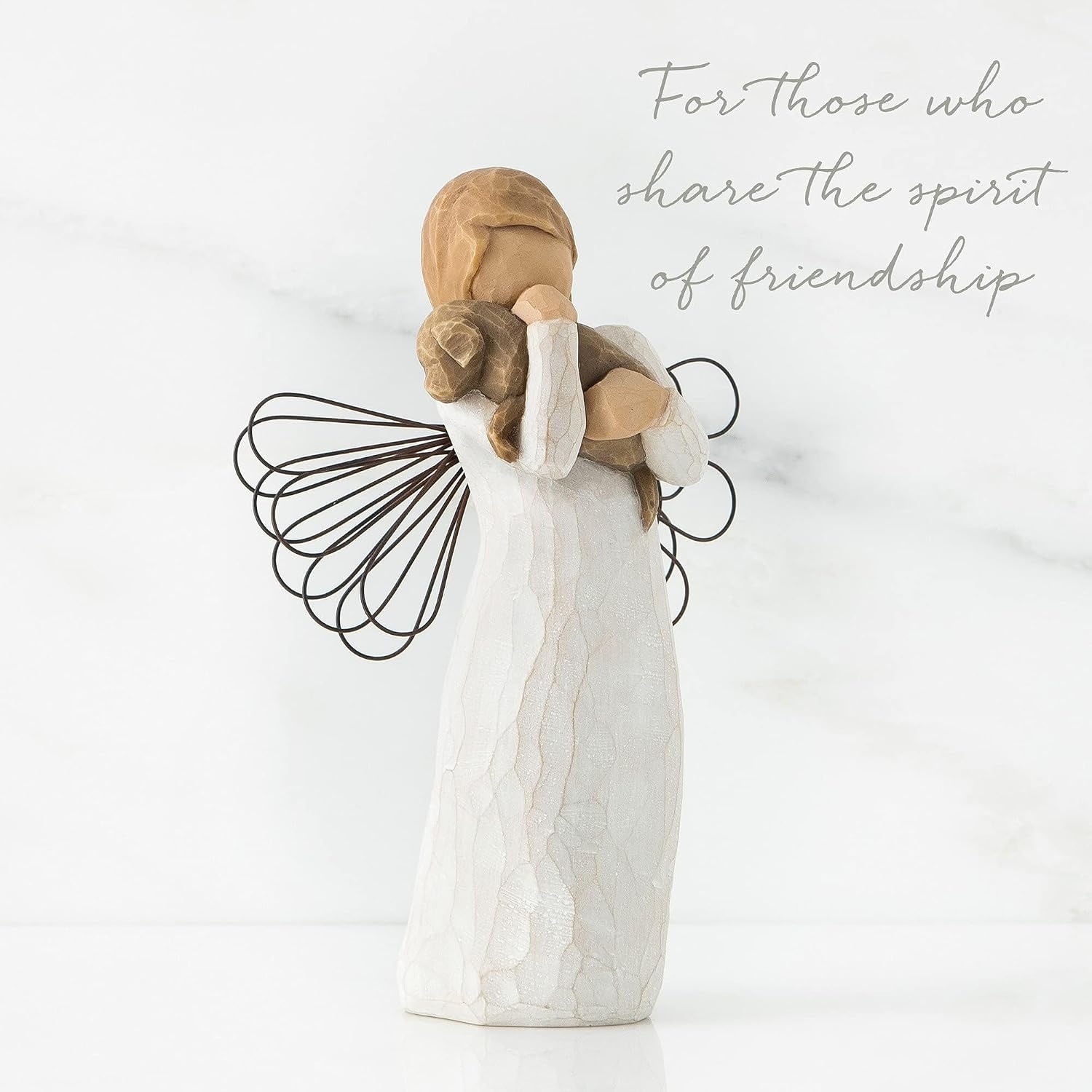 image:imageWillow Tree Angel of Friendship Figure HandPainted Dog Shelf Decor HandPainted Angel Figurine Celebrating Friendship Nature and Everyday Blessings Sculpted by Artist Susan LordiCream