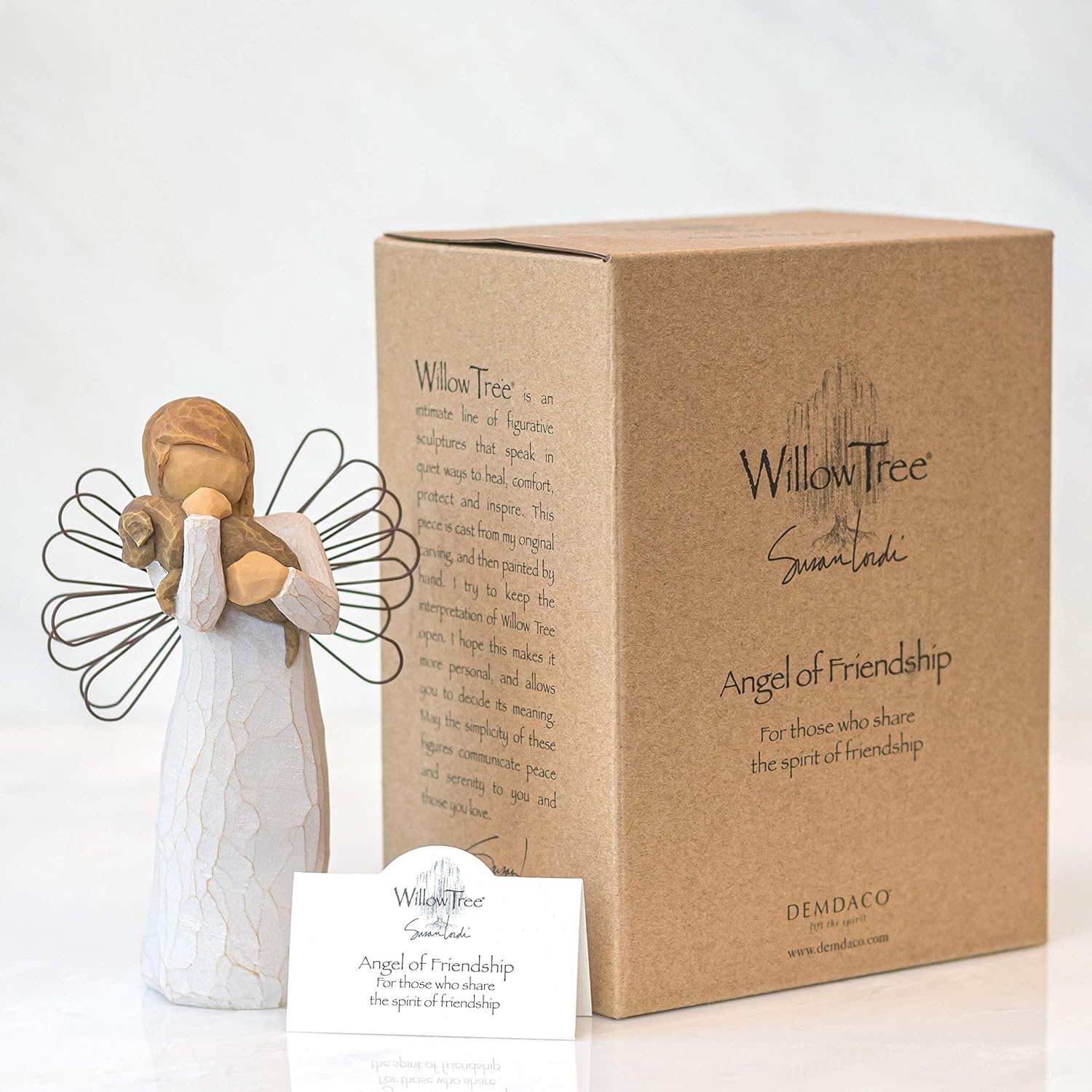 image:imageWillow Tree Angel of Friendship Figure HandPainted Dog Shelf Decor HandPainted Angel Figurine Celebrating Friendship Nature and Everyday Blessings Sculpted by Artist Susan LordiCream