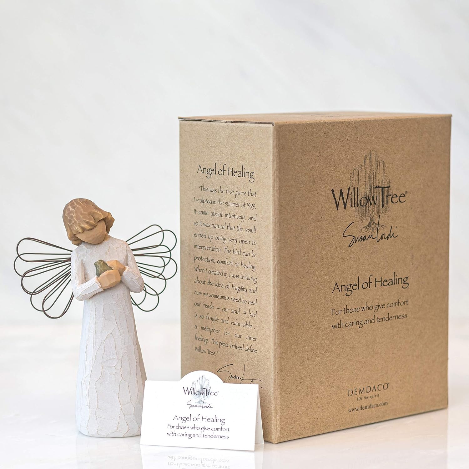 image:imageWillow Tree Angel of Healing Sculpted HandPainted Figure Angel Holding a BlueGray Bird Comfort and Healing Gift Cast from a Susan Lordi Original Carving Includes Enclosure Card