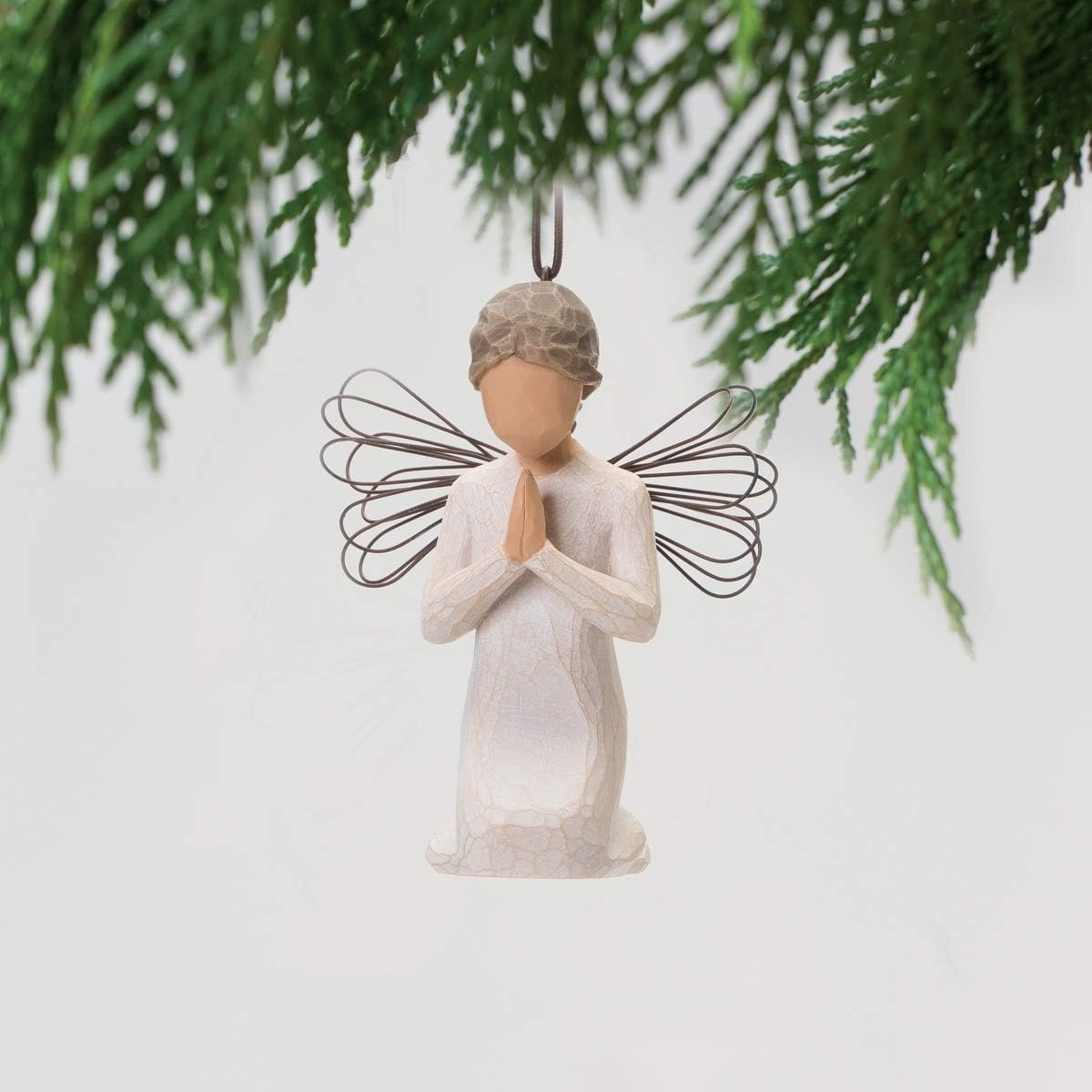 image:imageWillow Tree Angel of Prayer Ornament Sculpted HandPainted Figure Kneeling Angel With Hands in Prayer Cream Dress and Wire Wings Gift of Faith Cast from a Susan Lordi Original Carving