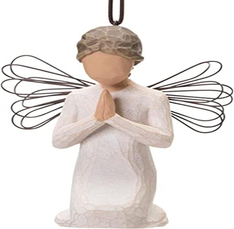 image:imageWillow Tree Angel of Prayer Ornament Sculpted HandPainted Figure Kneeling Angel With Hands in Prayer Cream Dress and Wire Wings Gift of Faith Cast from a Susan Lordi Original Carving