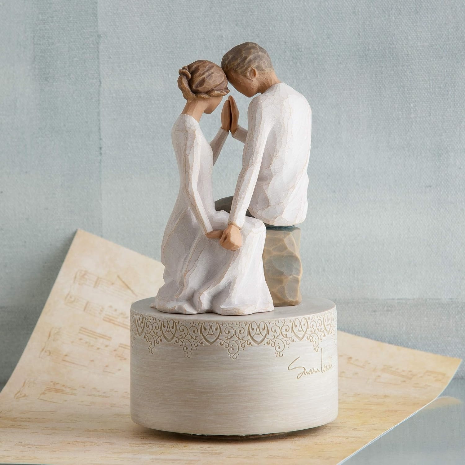 image:imageWillow Tree Around You Musical Sculpted HandPainted Musical Figure Plays a Melody Designed by Artist Susan Lordi Sentiment on Enclosure Card Ready to Display on Shelf or TableClose to me
