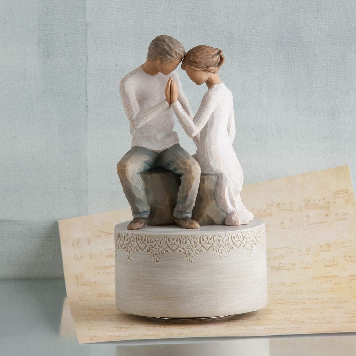 image:imageWillow Tree Around You Musical Sculpted HandPainted Musical Figure Plays a Melody Designed by Artist Susan Lordi Sentiment on Enclosure Card Ready to Display on Shelf or TableClose to me