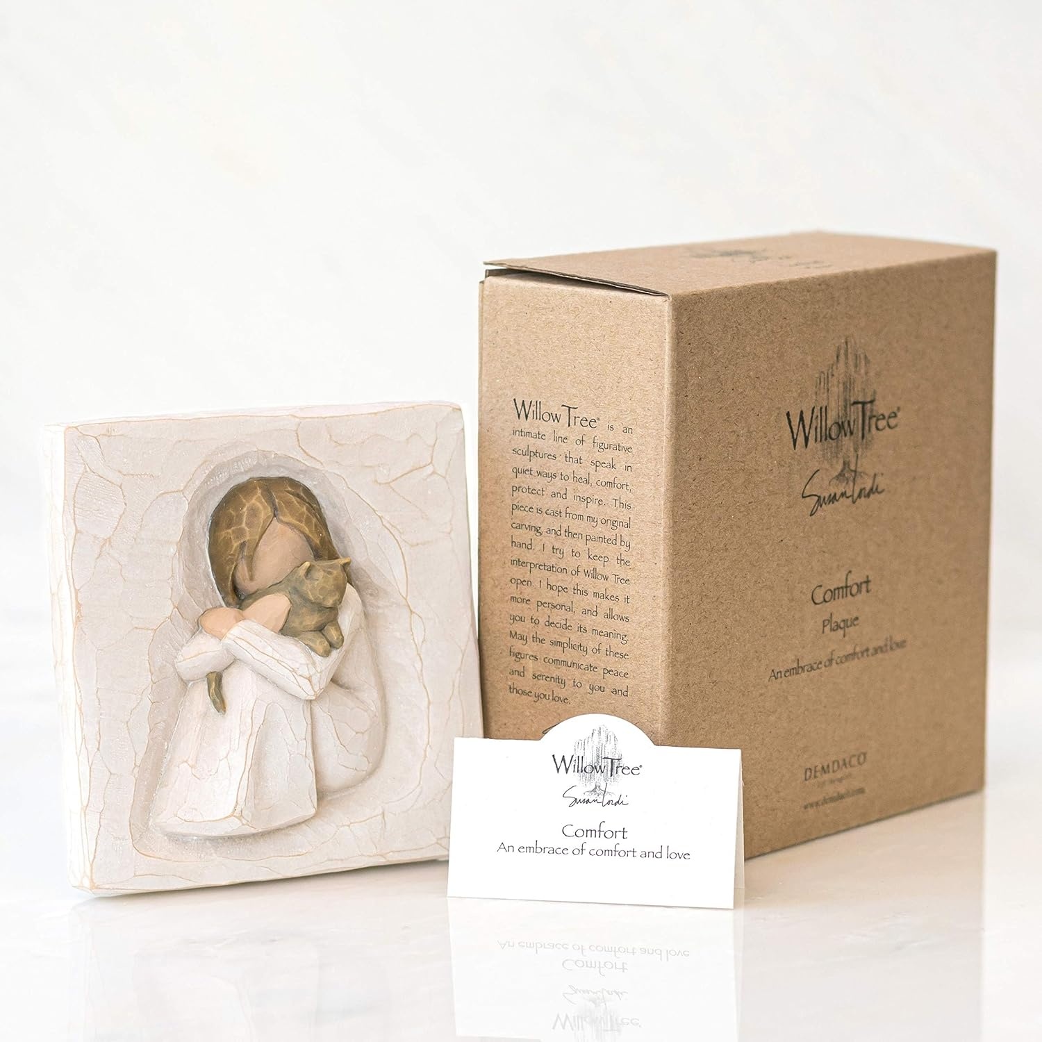 image:imageWillow Tree Comfort Sculpted HandPainted BasRelief Plaque Sentiment on Enclosure Card Keyhole Hanger for Wall Display Cast from a Susan Lordi Original CarvingNatural