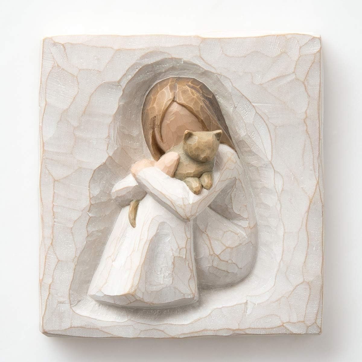 image:imageWillow Tree Comfort Sculpted HandPainted BasRelief Plaque Sentiment on Enclosure Card Keyhole Hanger for Wall Display Cast from a Susan Lordi Original CarvingNatural