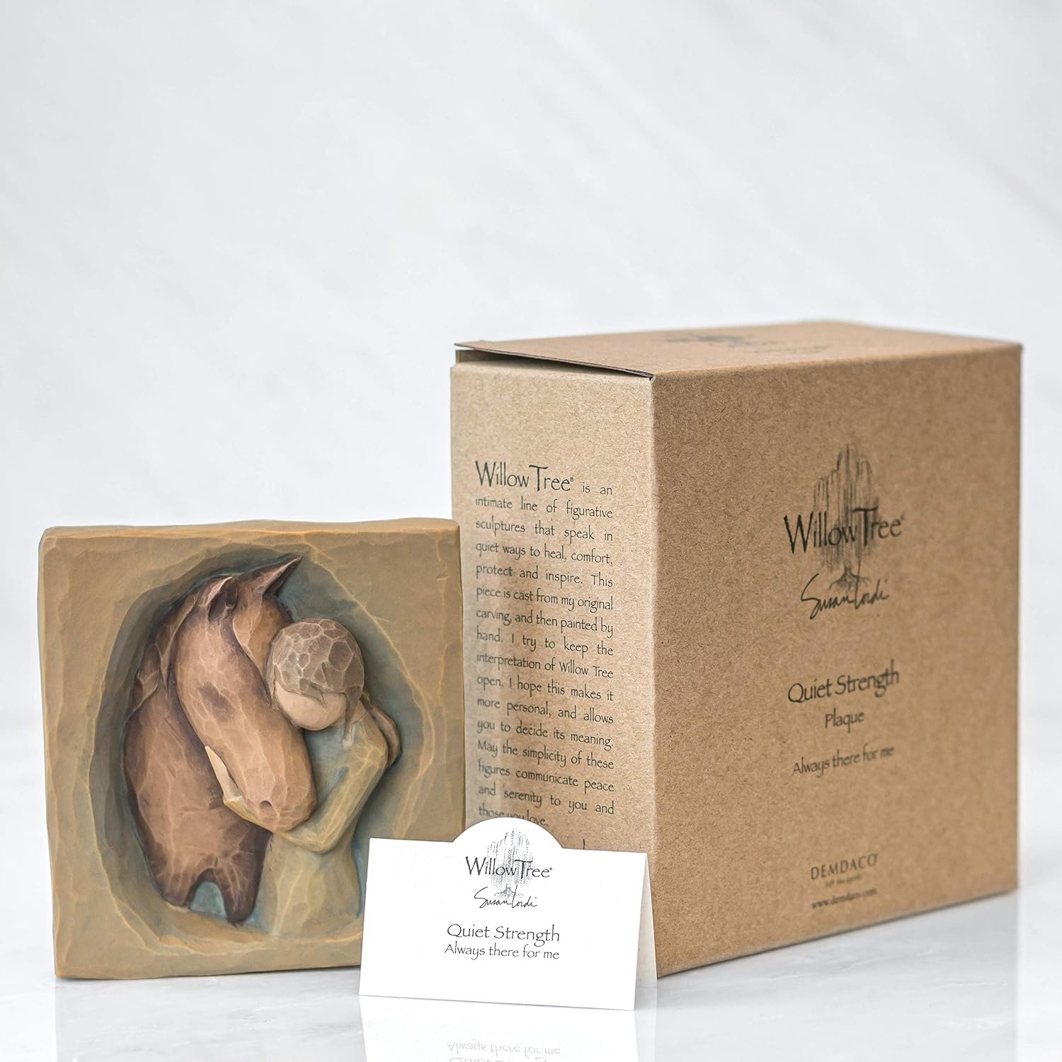 image:imageWillow Tree Duet Framed Plaque Sculpted HandPainted Bas Relief in Wood Frame Sentiment on Enclosure Card Keyhole Hanger for Wall Display Cast from a Susan Lordi Original CarvingDuet Framed