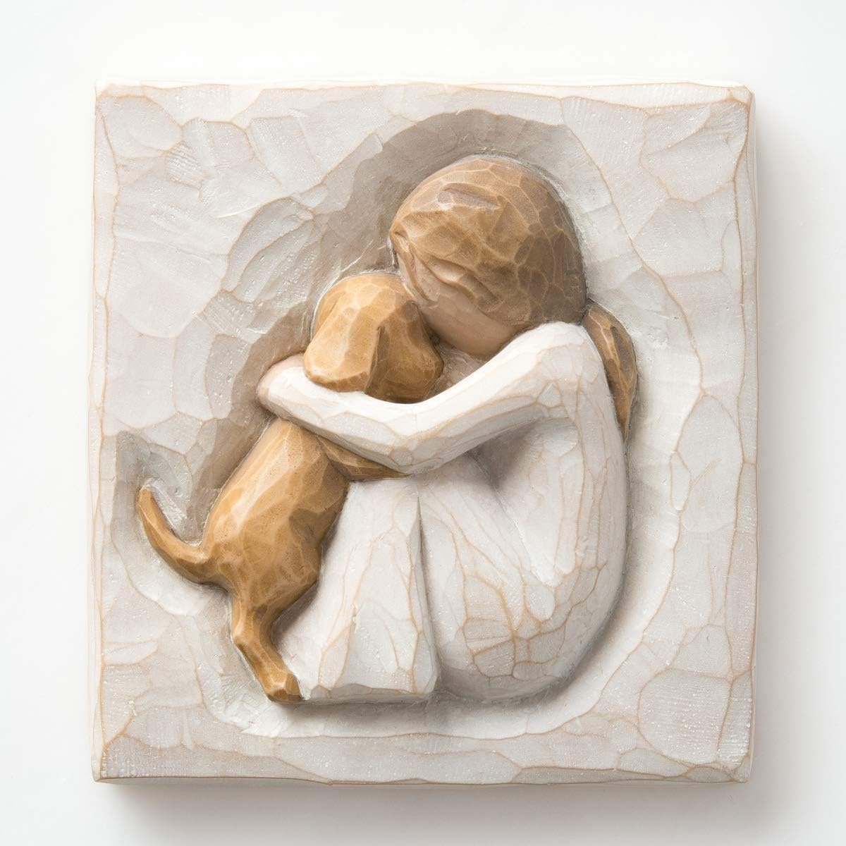 image:imageWillow Tree Duet Framed Plaque Sculpted HandPainted Bas Relief in Wood Frame Sentiment on Enclosure Card Keyhole Hanger for Wall Display Cast from a Susan Lordi Original CarvingEmbrace