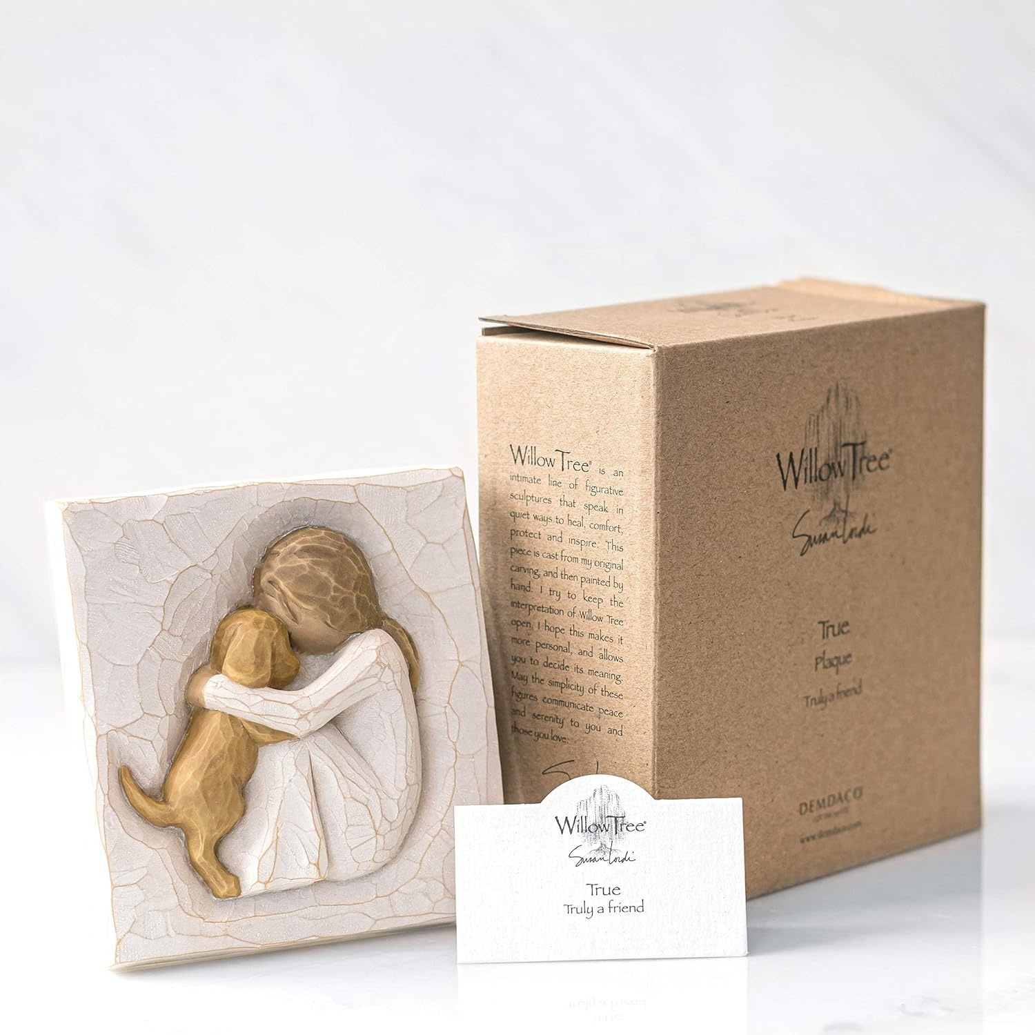 image:imageWillow Tree Duet Framed Plaque Sculpted HandPainted Bas Relief in Wood Frame Sentiment on Enclosure Card Keyhole Hanger for Wall Display Cast from a Susan Lordi Original CarvingEmbrace