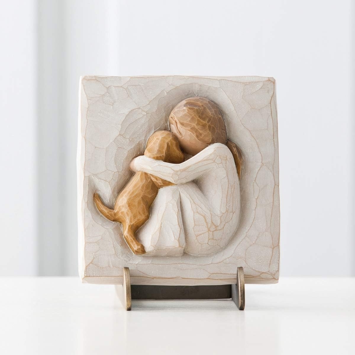 image:imageWillow Tree Duet Framed Plaque Sculpted HandPainted Bas Relief in Wood Frame Sentiment on Enclosure Card Keyhole Hanger for Wall Display Cast from a Susan Lordi Original CarvingEmbrace
