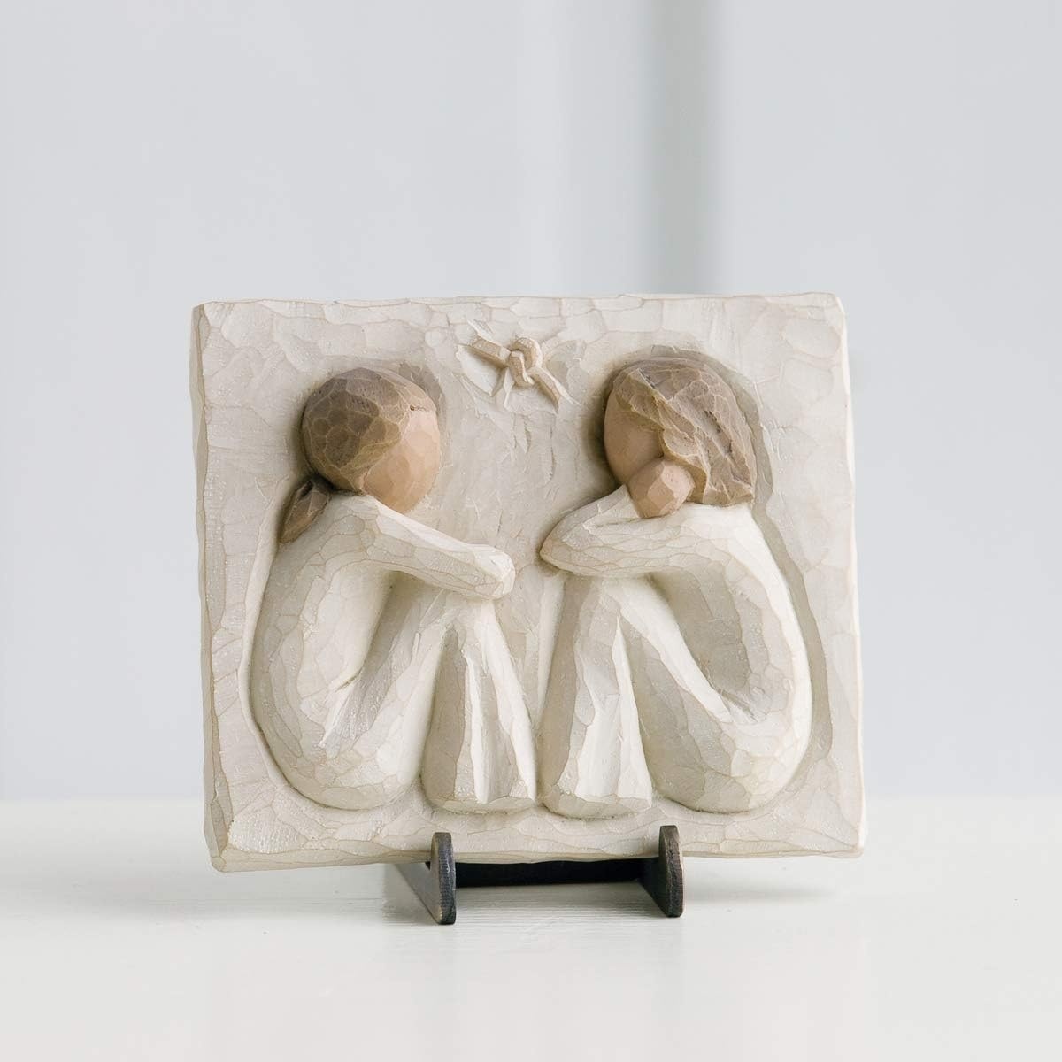 image:imageWillow Tree Friendship Forever True Forever Friends an Expression of Friendship and Sisterhood in Carved BasRelief Sculpted HandPainted Plaque Sentiment on Enclosure Card Keyhole Hanger for Wall Display Cast from a Susan Lordi Original CarvingNatural