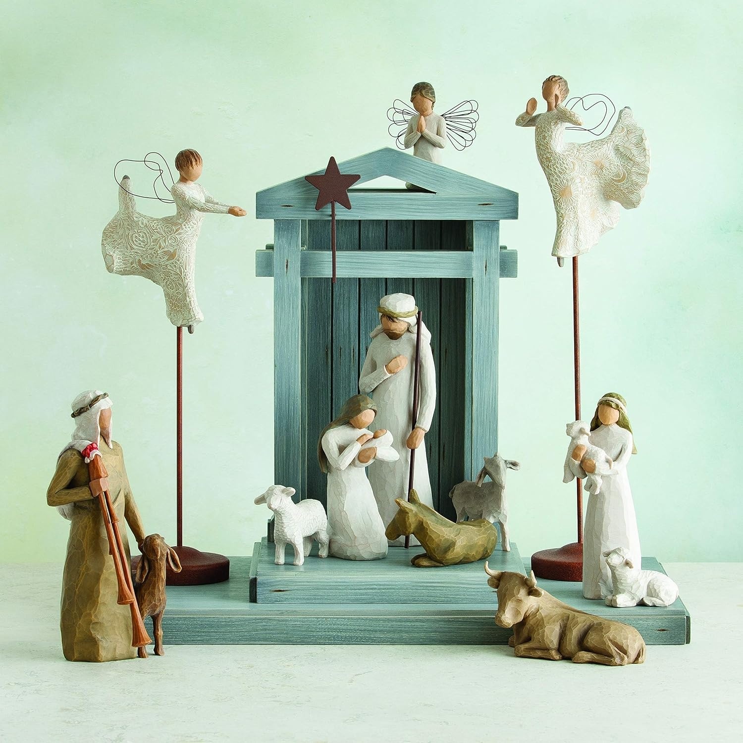 image:imageWillow Tree Littlest Christmas Angel Sculpted HandPainted Figure Extends the Willow Tree Nativity Scene Designed by Artist Susan Lordi Heirloom Keepsake Display on Shelf or TableAngel Stand