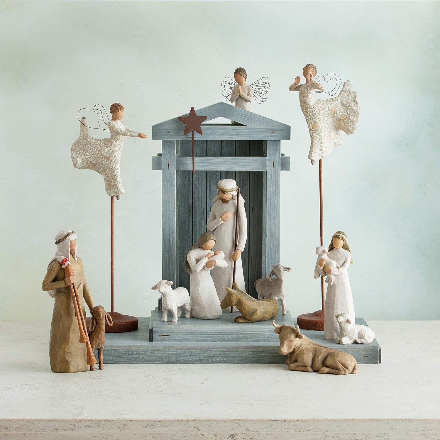 image:imageWillow Tree Littlest Christmas Angel Sculpted HandPainted Figure Extends the Willow Tree Nativity Scene Designed by Artist Susan Lordi Heirloom Keepsake Display on Shelf or TableSong of Joy Angel