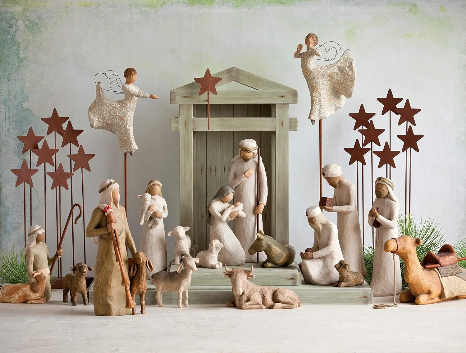 image:imageWillow Tree Littlest Christmas Angel Sculpted HandPainted Figure Extends the Willow Tree Nativity Scene Designed by Artist Susan Lordi Heirloom Keepsake Display on Shelf or TableAngel Stand
