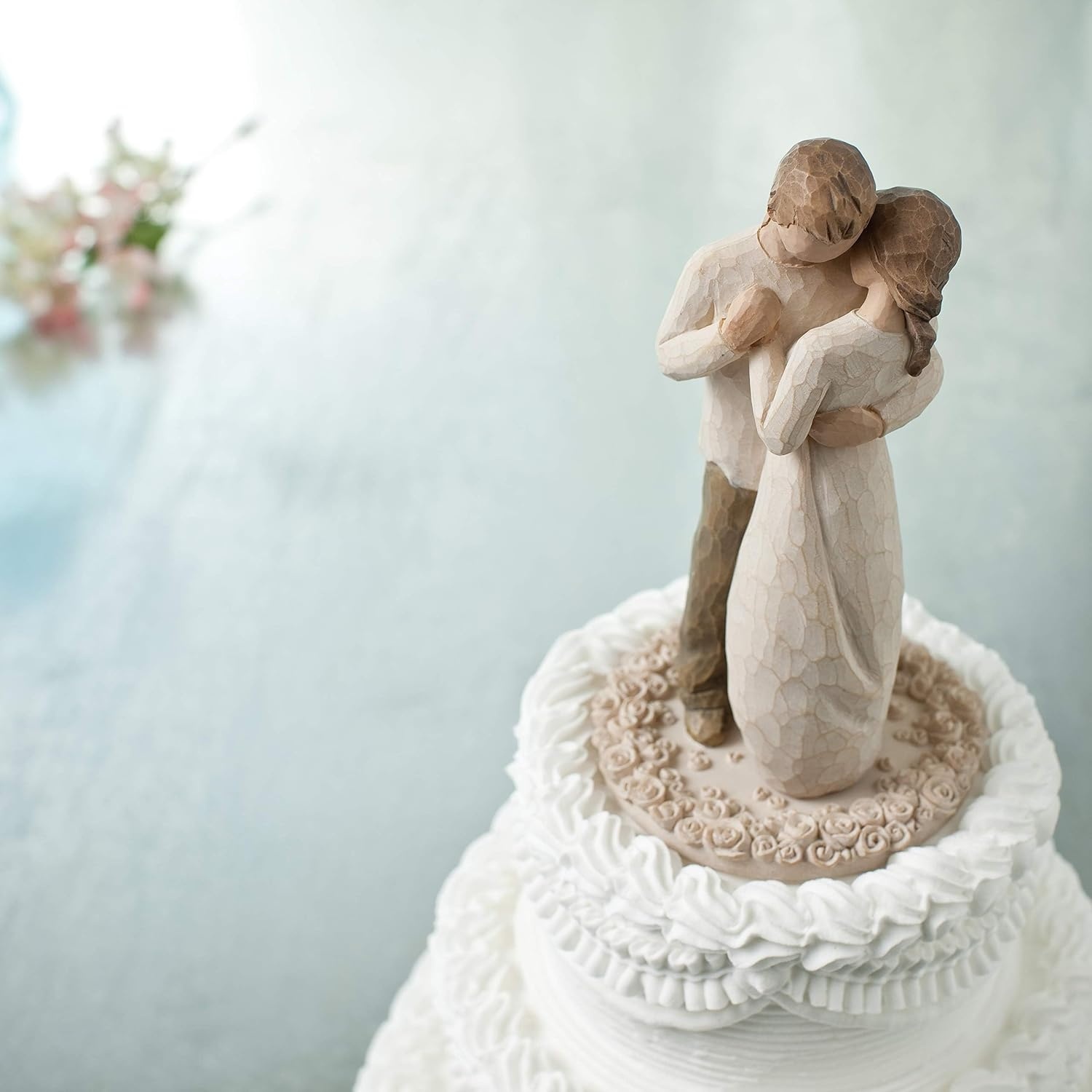 image:imageWillow Tree Promise Sculpted HandPainted Cake Topper Cast from a Susan Lordi Original Carving Carved Flower Base LeadFree and FoodSafe Materials Sentiment on Enclosure CardTogether