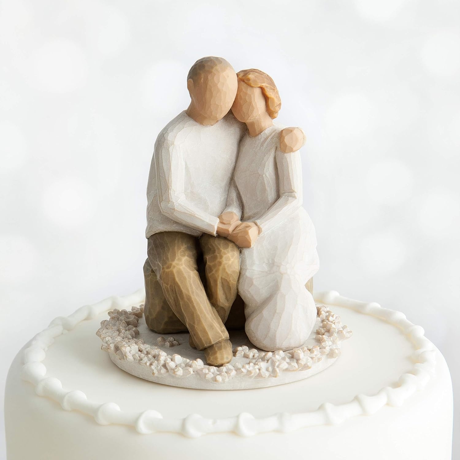image:imageWillow Tree Promise Sculpted HandPainted Cake Topper Cast from a Susan Lordi Original Carving Carved Flower Base LeadFree and FoodSafe Materials Sentiment on Enclosure CardAnniversary
