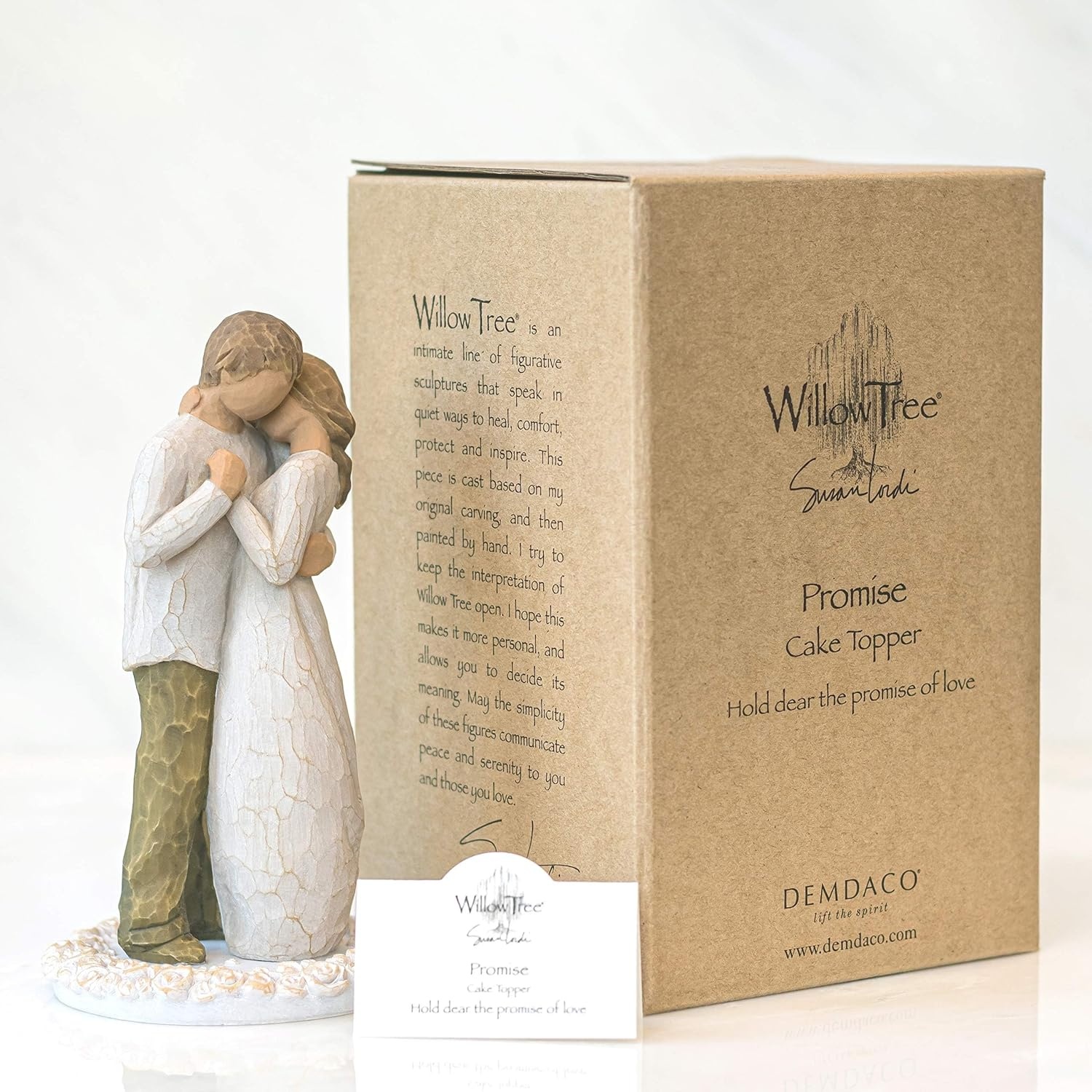 image:imageWillow Tree Promise Sculpted HandPainted Cake Topper Cast from a Susan Lordi Original Carving Carved Flower Base LeadFree and FoodSafe Materials Sentiment on Enclosure CardTogether