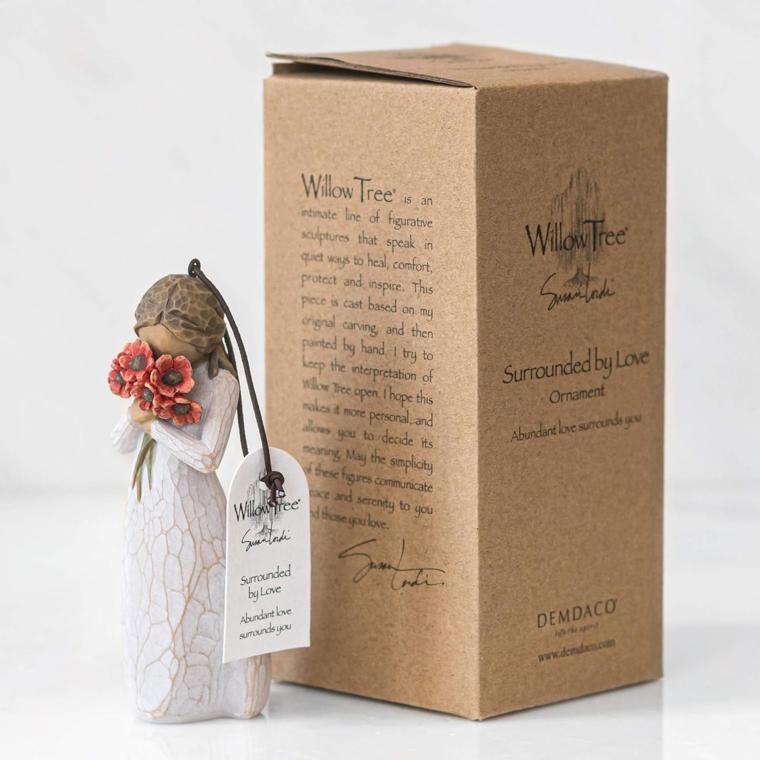 image:imageWillow Tree Surrounded by Love Ornament Sculpted HandPainted Figure Celebrating Friendship and Sentiment Cast from a Susan Lordi Original Carving Cast Resin Keepsake Ready to HangNatural