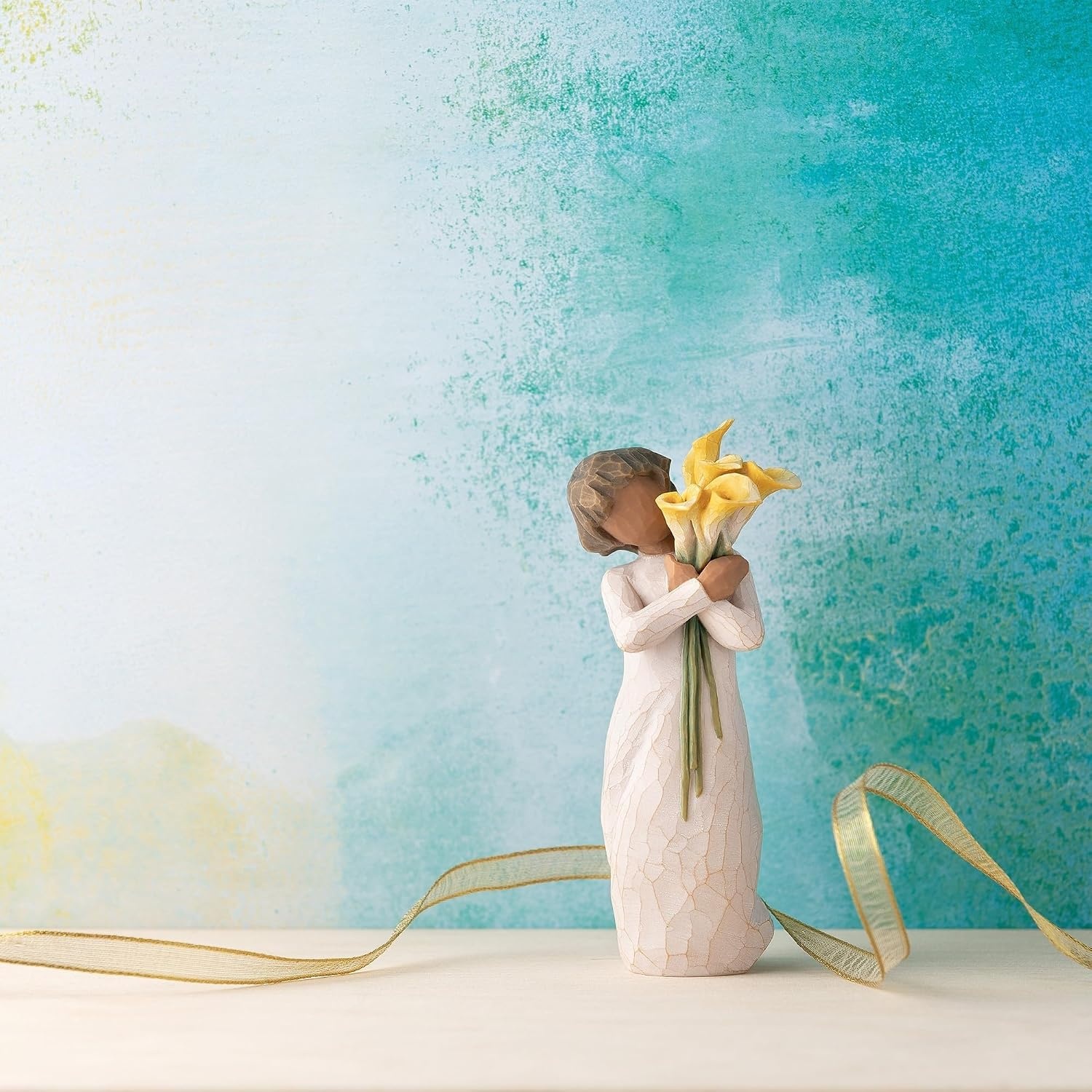image:imageWillow Tree with Gratitude Sculpted HandPainted Figure Cast from a Susan Lordi Original Carving Thoughtful Keepsake Gift for Loved Ones Includes Enclosure Card Fitted Gift BoxYellow Calla Lily