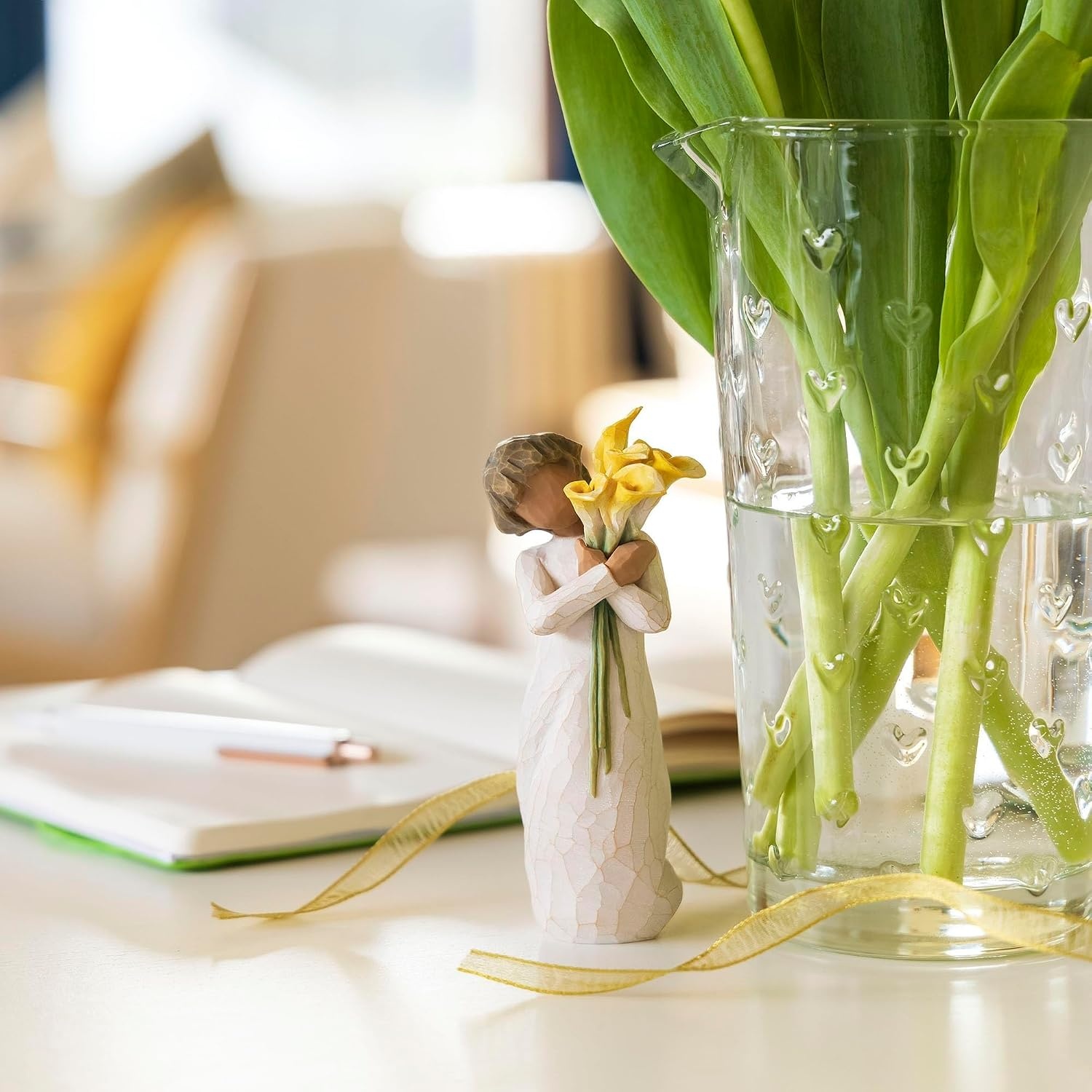 image:imageWillow Tree with Gratitude Sculpted HandPainted Figure Cast from a Susan Lordi Original Carving Thoughtful Keepsake Gift for Loved Ones Includes Enclosure Card Fitted Gift BoxYellow Calla Lily