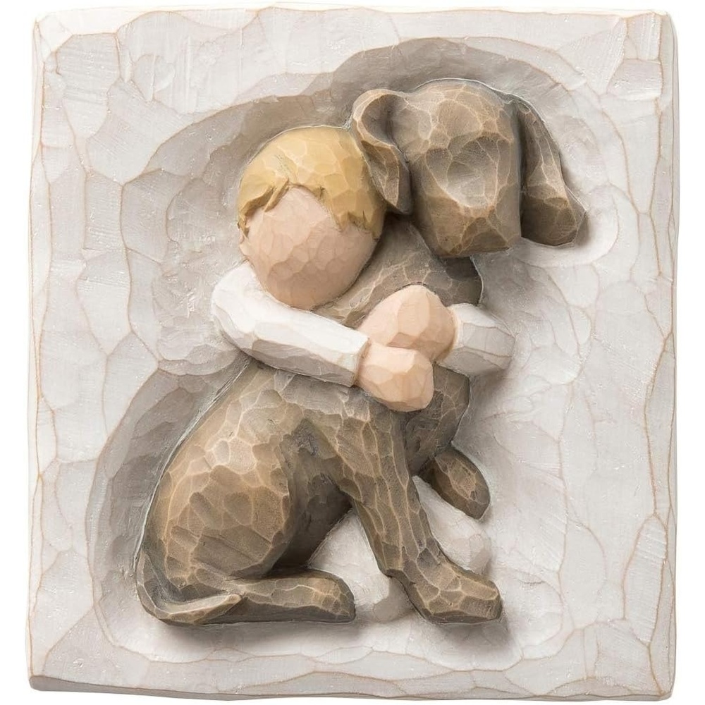 image:imageWillow Tree Duet Framed Plaque Sculpted HandPainted Bas Relief in Wood Frame  Sentiment on Enclosure Card Keyhole Hanger for Wall Display Cast from a Susan Lordi Original CarvingTrue