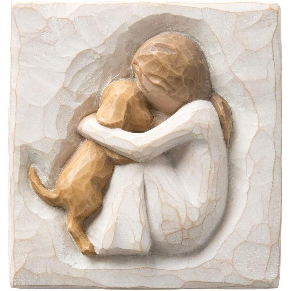 image:imageWillow Tree Duet Framed Plaque Sculpted HandPainted Bas Relief in Wood Frame Sentiment on Enclosure Card Keyhole Hanger for Wall Display Cast from a Susan Lordi Original CarvingEmbrace