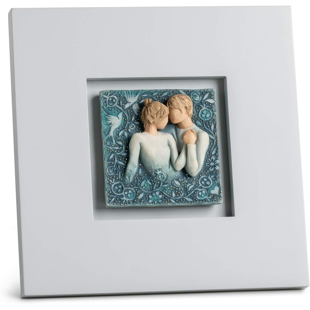 image:imageWillow Tree Duet Framed Plaque Sculpted HandPainted Bas Relief in Wood Frame Sentiment on Enclosure Card Keyhole Hanger for Wall Display Cast from a Susan Lordi Original CarvingMy Friend