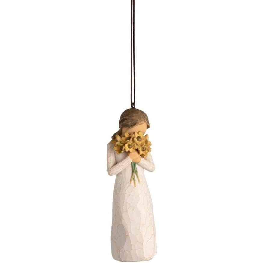 image:imageWillow Tree Warm Embrace Ornament Sculpted HandPainted Figure Celebrating Friendship and Sentiment Cast from a Susan Lordi Original Carving Cast Resin Keepsake Ready to HangNatural