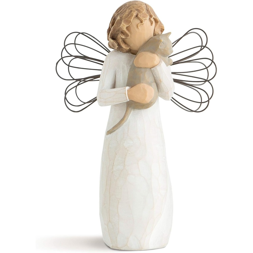 image:imageWillow Tree with Affection Angel Figure HandPainted Cat Shelf Decor HandPainted Angel Figurine Celebrating Friendship Nature and Everyday Blessings Sculpted by Artist Susan LordiNatural