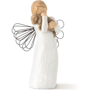 Willow Tree Angel of Friendship Figure, Hand-Painted, Dog, Shelf Decor | Hand-Painted Angel Figurine, Celebrating Friendship, Nature and Everyday Blessings, Sculpted by Artist Susan Lordi(Cream)