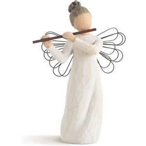 Willow Tree Angel of Harmony Figure, Hand-Painted, Flute, Shelf Decor | Hand-Painted Angel Figurine, Celebrating Friendship, Nature and Everyday Blessings, Sculpted by Artist Susan Lordi(Antique)