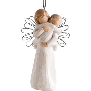 Willow Tree Angel’s Embrace Ornament, Sculpted Hand-Painted Figure | Angel Holding Baby in Cream Onesie, Wire Wings, New Baby Gift, Cast from a Susan Lordi Original Carving, Ready to Hang