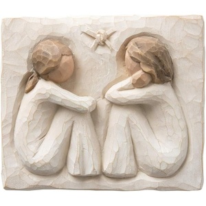 Willow Tree Friendship, Forever True, Forever Friends, an Expression of Friendship and Sisterhood in Carved Bas-Relief, Sculpted Hand-Painted Plaque | Sentiment on Enclosure Card, Keyhole Hanger for Wall Display, Cast from a Susan Lordi Original Carving(Natural)