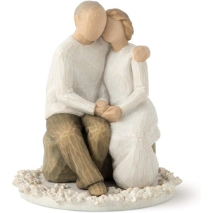 Willow Tree Promise, Sculpted Hand-Painted Cake Topper | Cast from a Susan Lordi Original Carving, Carved Flower Base, Lead-Free and Food-Safe Materials, Sentiment on Enclosure Card(Anniversary)