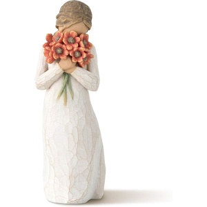 Willow Tree Surrounded by Love, Sculpted Hand-Painted Figure | Cast from a Susan Lordi Original Carving, Gift Expressing Love and Caring, Includes Enclosure Card, Display on Mantel(Red-orange Flowers)