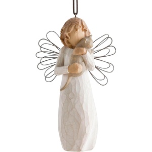 Willow Tree with affection Ornament, I Love Our Friendship!, A Gift to Celebrate Pet Adoption, for Animal Lovers and Cat Owners, Sculpted Hand-Painted Angel Figure