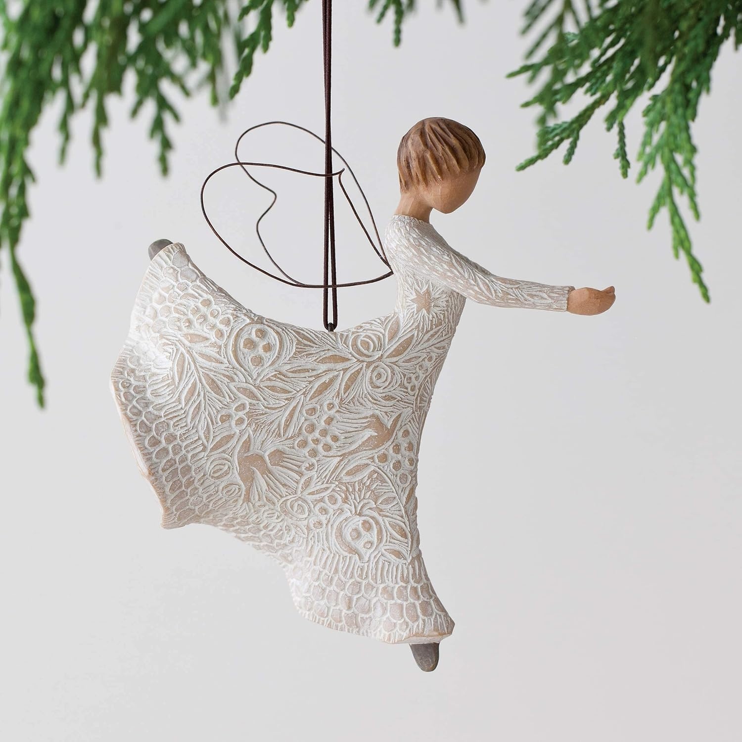 image:imageWillow Tree Dance of Life Hanging Ornament Angel Figurine Ballet Pose With Outstretched Arms Cream Dress Celebrates Lifes Milestones Cast from a Susan Lordi Original CarvingNatural