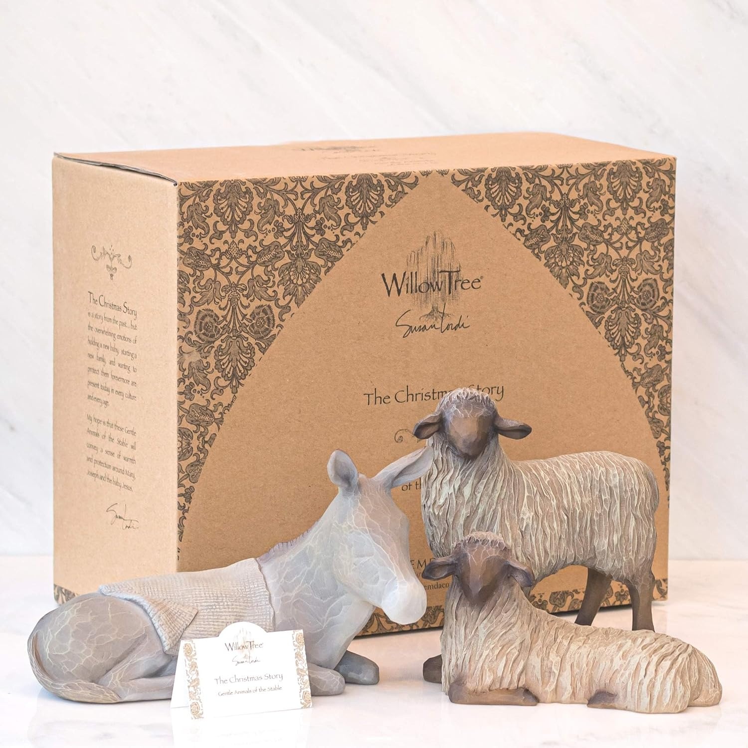 image:imageWillow Tree Gentle Animals of the Stable HandPainted Figures 3Piece Set Extends the Willow Tree Nativity Scene Designed by Artist Susan Lordi Heirloom Keepsake Display on Shelf or TableModern